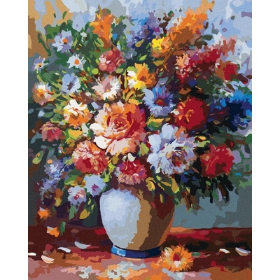 zuty Malování Podle Čísel Pěstré Květiny Ve Váze 80 x 100 Cm Plátno Rám