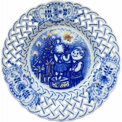 Cibulák tanier závesný prelamovaný výročný 2025 18 cm originálny český porcelán Dubí