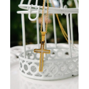 Meganflo Медальон стомана - кръстче Gold