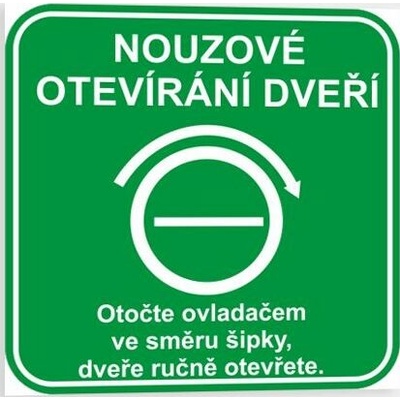 Traiva s.r.o. Nouzové otevírání dveří Verze: Samolepka 75 x 75 mm tl. 0.4 mm - fotoluminiscenční - Kód: 15437