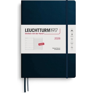 Leuchtturm1917 372648 Weekly Calendar & Notebook Composition (B5) 2026, Deep Sea, English (372648)