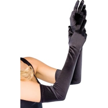 Image 1 of Leg Avenue Extra Long Satin Gloves 16B Black