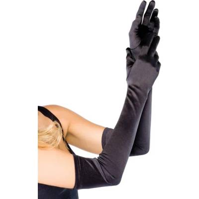 Leg Avenue Extra Long Satin Gloves 16B Black