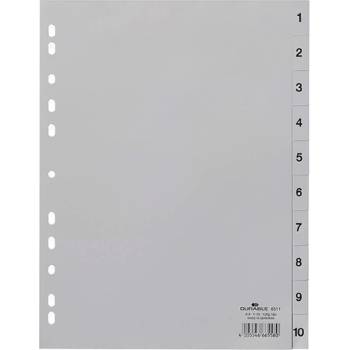 DURABLE Регистър durable пластмаса с печат a/4 1-10 части сив 651110 (651110)