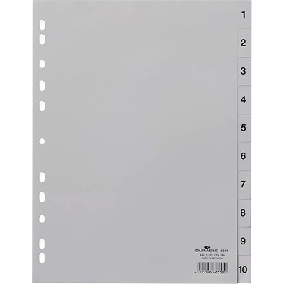 DURABLE Регистър durable пластмаса с печат a/4 1-10 части сив 651110 (651110)
