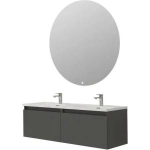 ASIR GROUP Комплект окачен долен шкаф 120 см с двойна мивка и LED огледало Asir Zen 2 тъмносив (263LVS1220)
