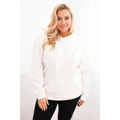 Kesi Dámska mikina s kapucňou a klokaním vreckom Plus Size biela