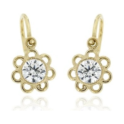 Zlatnictví U Kostela dětské zlaté náušnice bílé kytičky 814B