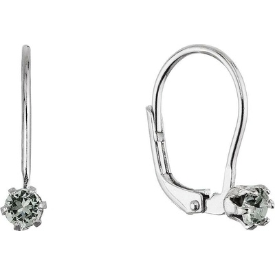 Evolution Group Stříbrné visací náušnice s Preciosa krystalem 31322.3 black diamond