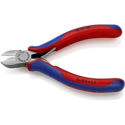 KNIPEX Клещи диагонални резачки, синьо-червена ръкохватка 125мм, с отваряща пружина, Knipex (K7622125)