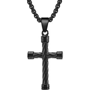 HARAHU Колие HO-34545 Cross - Черен KP34545