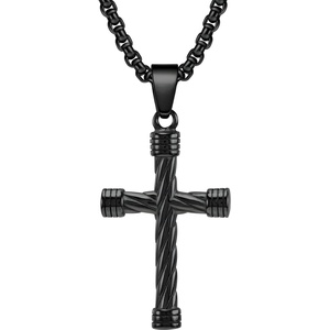 HARAHU Колие HO-34545 Cross - Черен KP34545