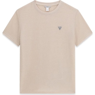 GUESS Бежова тениска за момче с малко гумено лого Guess