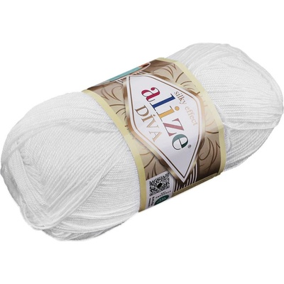 Pletací příze Alize Diva 100 g Varianta: 11 (55) Off White, Balení: 1 ks 55746/140783/262308