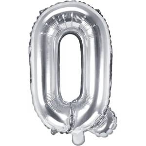 PartyDeco Балон от фолио Mini - Буква Q 35см сребърен