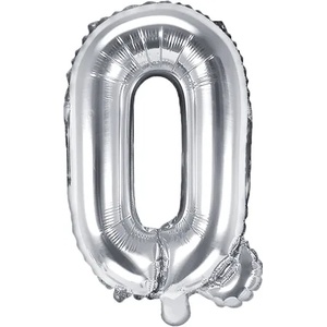 PartyDeco Балон от фолио Mini - Буква Q 35см сребърен