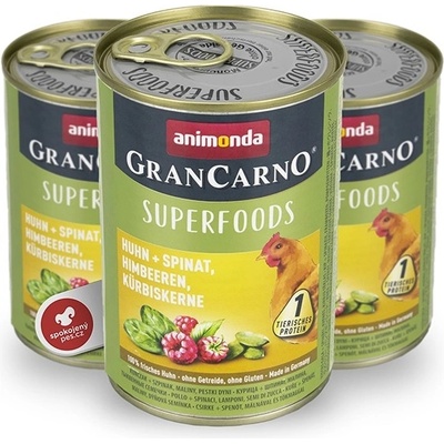Animonda Gran Carno Superfoods Adult kura špenát maliny tekvicové semienka 400 g