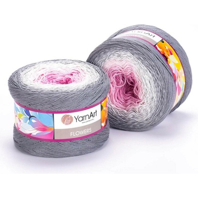 Pletací / háčkovací příze YarnArt FLOWERS 293 šedo-růžová, melírovaná (duhová), fantasy, 250g/1000m