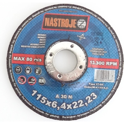 Nástroje cz Kotouč brusný 115 x 6,4 x 22 mm IM-4-115-6,4