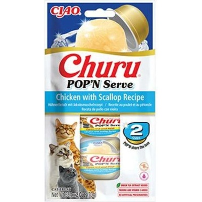 Churu Cat POP'N Serve Chicken with Scallop Recipe 2 x 35 g