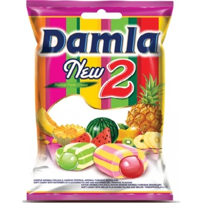 Damla New 2 tropické ovoce cucací bonbóny s náplní 500 g