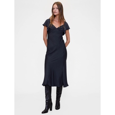 Gap Saténové midi šaty Studio by Zac Posen tmavomodrá