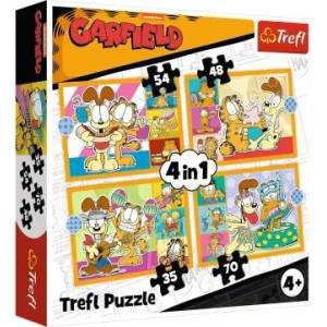 Trefl Trefl: Гарфийлд обича лазаня 4 в 1 пъзел - 35, 48, 54, 70 части