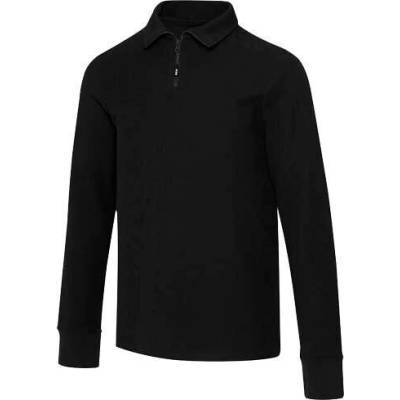 Apollo unisex polokošile s dlouhým rukávem a zipem Černá