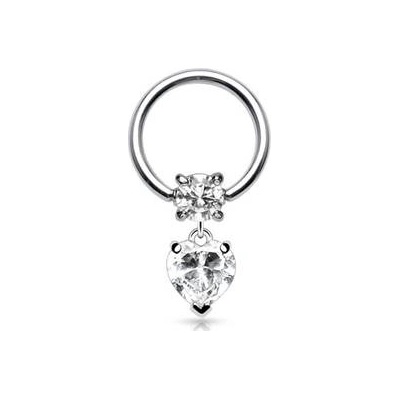 Šperky4U piercing kruh s ozdobným srdíčkem K01008