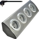 Solight PP103 4 zásuvky strieborný 1,5m rohový design