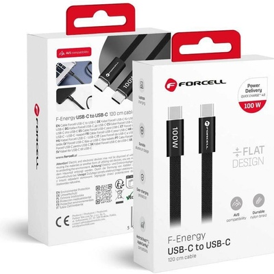 Forcell CCFN23 USB-C / USB-C plochý 100W PD QC4.0 AVS 1,2m černý