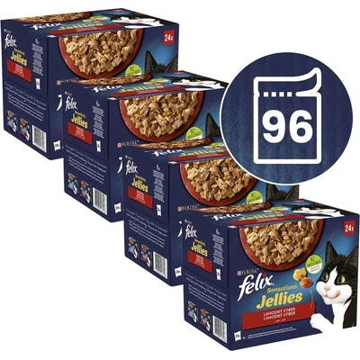 Felix Sensations Jellies hovězí kuře kachna jehněčí v želé 96 x 85 g