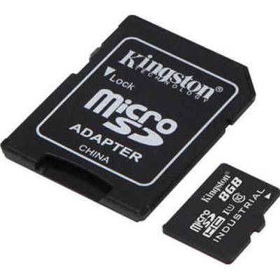 8GB microSDHC Kingston Industrial C10 A1 pSLC с адаптер (468241)