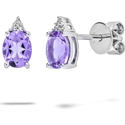 Blink-Blink napichovacie náušnice s Ametystom a diamantami 3161BAm