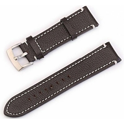 Deveroux Kožený řemínek PD012, spona - Tmavě hnědý - 22mm DEV0139