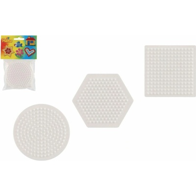 Podložka na zažehlovací korálky - kolečko,čtverec,šestiúhelník 3ks v sáčku 9x9cm