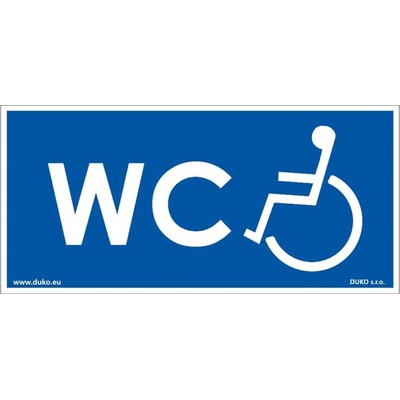 DUKO WC - S BEZBARIÉROVÝM PŘÍSTUPEM podélná Formát: 300 x 150 mm, Materiál: plast 3 mm, samolepící vinylová fólie