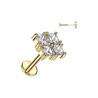 Šperky4U zlacený piercing do brady Push In labreta LB1135-GD