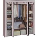 SONGMICS Fabric Wardrobe Portable Bedroom Clothes Rack with Fabric Cover 45 x 150 x 175 cm 12 Compartments Metal Structure Pink (Powder Pink) LSF003P02 (LSF003P02)