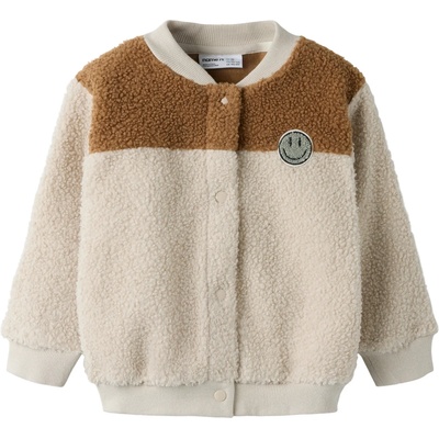 NAME IT Детско поларено яке Name it Kid's Ballas L/S Teddy Card Cardigan - Pumice Stone - размер 98 (EU) (703-7839-0114)