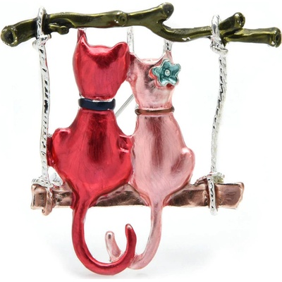 Amparo Miranda Brošňa Mačičky na hojdačke AM1940 Red