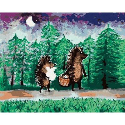 zuty Malování Podle Čísel Ježek S Kamarádem Na Hřibech 40 x 50 Cm Plátno Rám