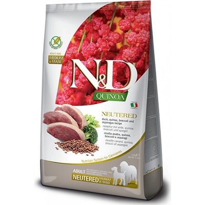 N&D Dog Quinoa GF Adult Medium & Maxi, Neutered Duck, Broccoli & Asparagus 2,5 kg