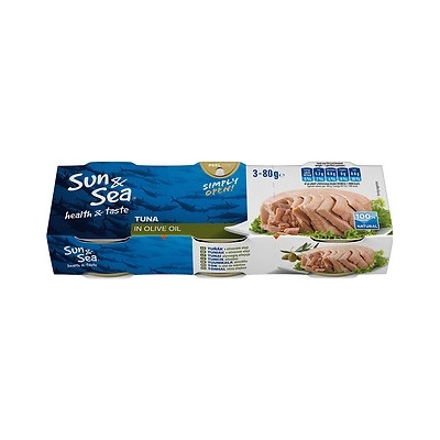 Sun & Sea Tuniak v olivovom olej 3x80g