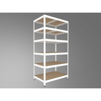 Biedrax Regál na šanony 50 x 60 x 210 cm, bílý, 6 polic MDF, nosnost 200 kg na polici