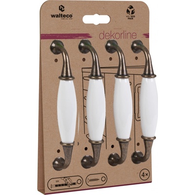 Walteco Set nábytkových úchytek 128mm, antik mosaz a bílý porcelán, 4 ks , 7741 – Zboží Mobilmania