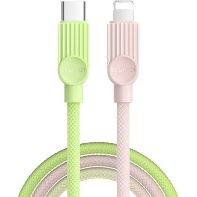Essager ES-X73 opletený nabíjací a dátový USB-C na Lightning 1m zelenoružový