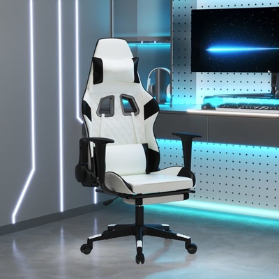 vidaXL s podnožkou bílá a černá umělá kůže 3143773