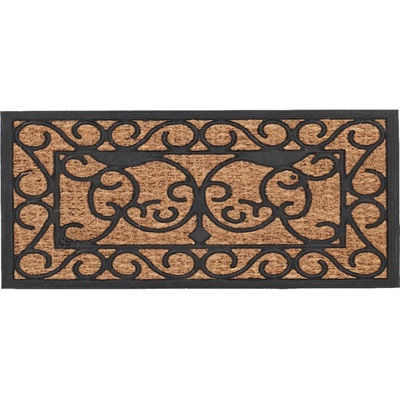 ESSCHERT DESIGN BEST FOR BOOTS obdelníková s kokosovým vláknem a ornamenty černá 74,5 x 44,5