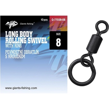 Giants Fishing Pevnostný Obratlík S Krúžkom Long Body Rolling Swivel With Ring Veľkosť 8 10 ks